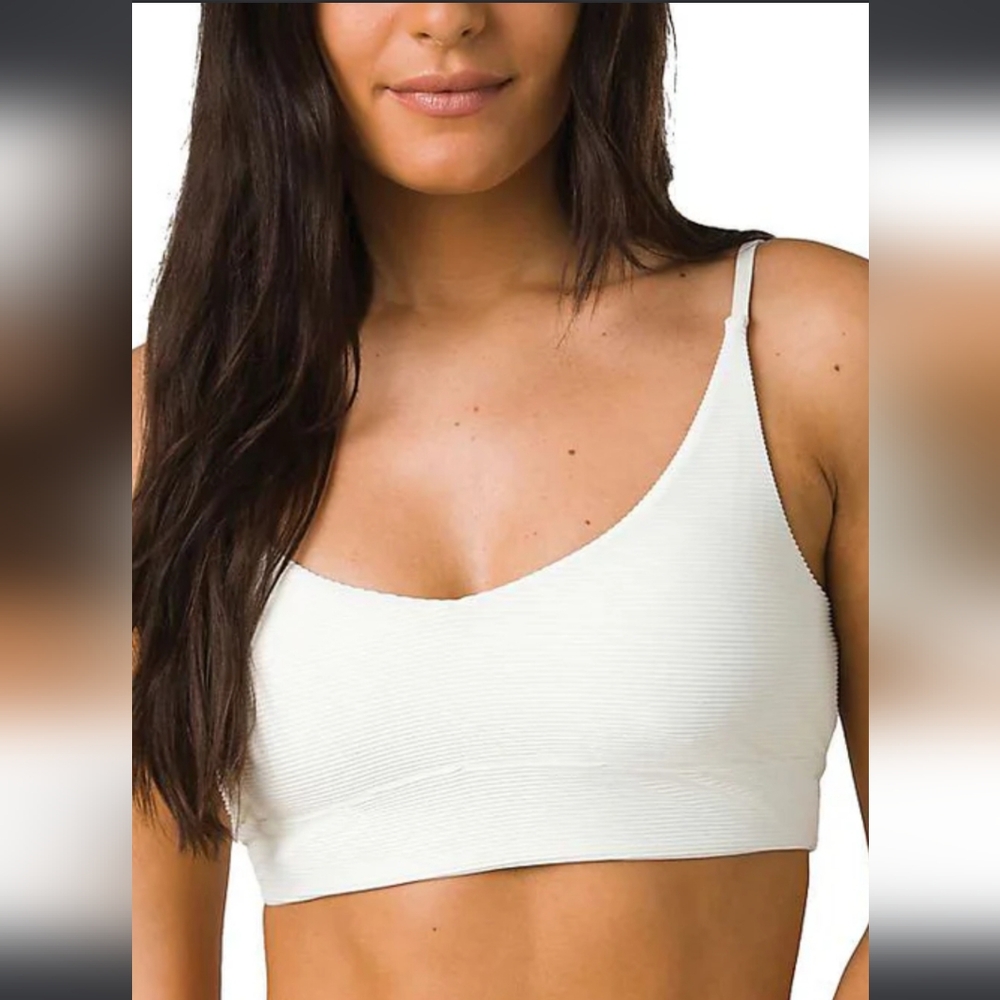 prAna White Ribbed Swimtop